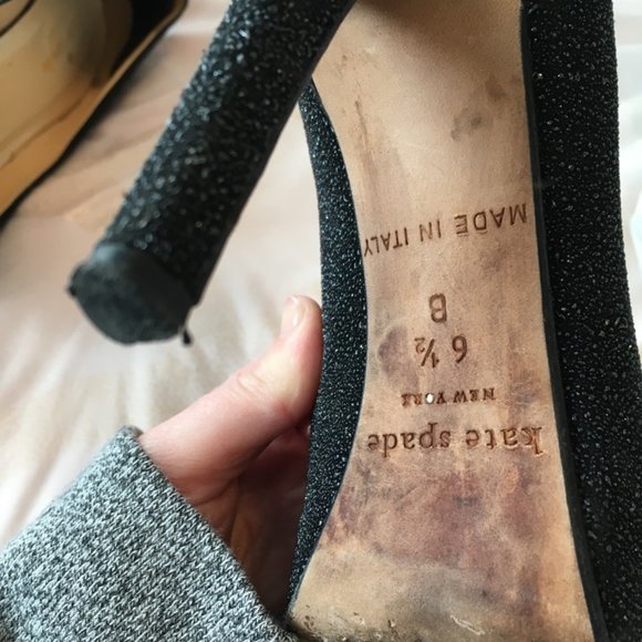 kate spade black glitter heels shoes size 6.5 *PLEASE READ* - Picture 11 of 15
